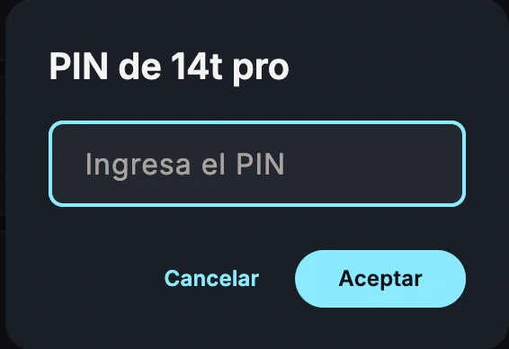 PIN de 14t pro: ingresa el PIN para enviar
