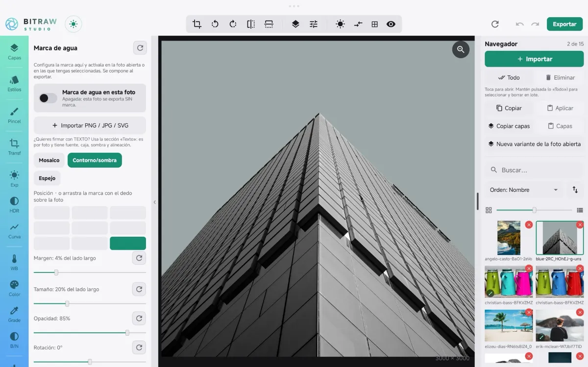 BitRaw Studio con tema claro en tablet