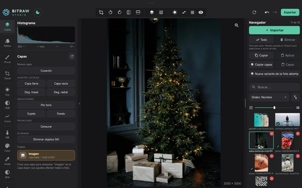 BitRaw Studio con tema oscuro en tablet